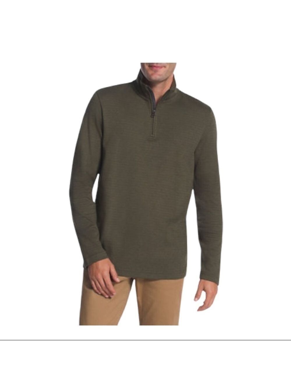 chaps Long Sleeve 1/4 Zip Mock Neck Textured Pullover